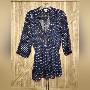 Mossimo Navy Polka Dot Sheer Blouse